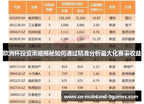 欧洲杯投资策略揭秘如何通过精准分析最大化赛事收益 欧洲杯投资策略揭秘如何通过精准分析最大化赛事收益