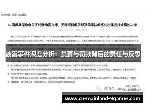 魏震事件深度分析:禁赛与罚款背后的责任与反思 魏震事件深度分析:禁赛与罚款背后的责任与反思